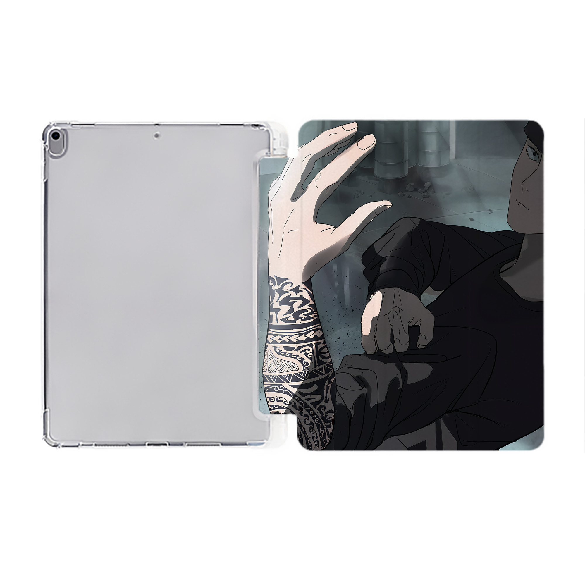 （画像用） 呪術廻戦 Jujutsu Kaisen IPad ケース ペン収納付き 三つ折りスタンド PUレザー×シリコン 対応機種9.5/10.5/10.9インチ